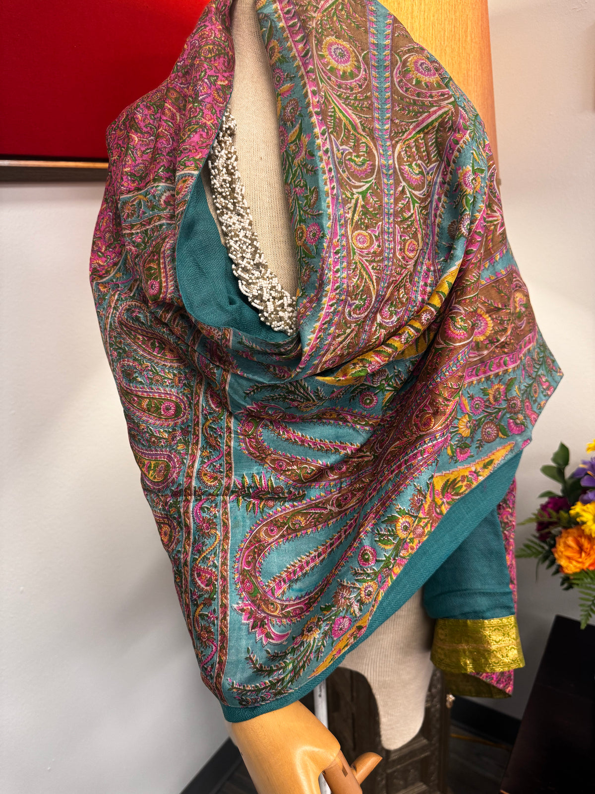 Amulya Upcycled Sari Reversible Shawl
