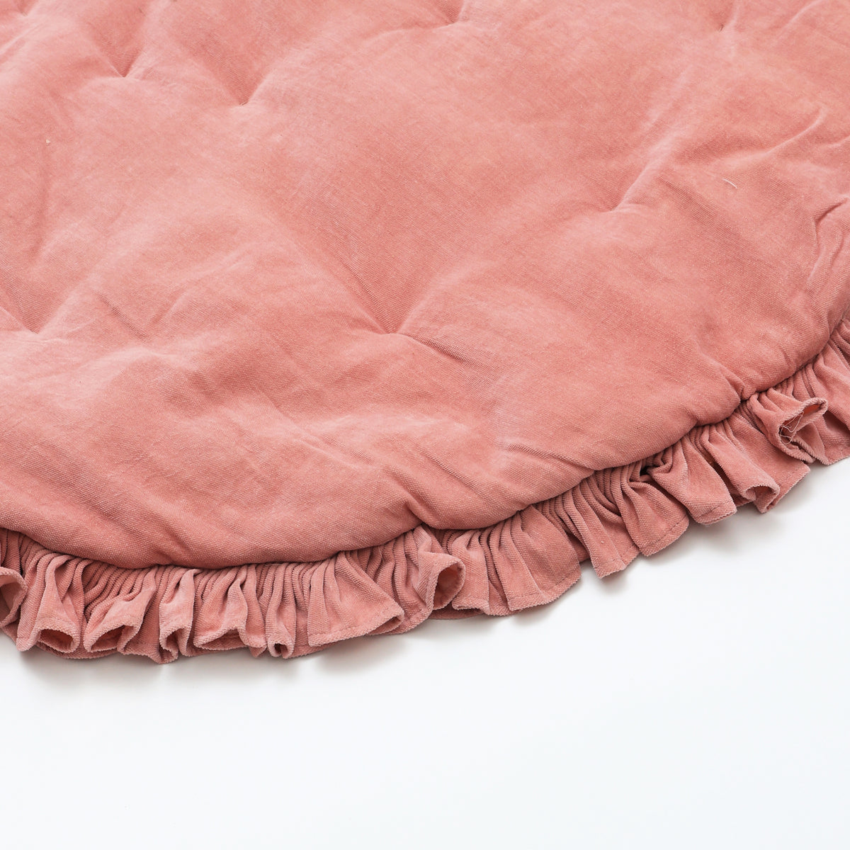Cotton Soft & Fine Velvet Rounded Playmat with Frill (Pink)