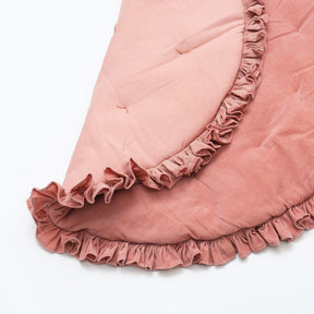 Cotton Soft & Fine Velvet Rounded Playmat with Frill (Pink)