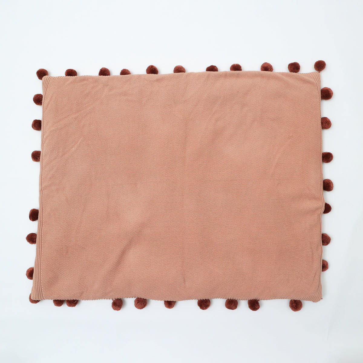 Cotton Knitted Playmat with Pom Pom (Dusty Pink)