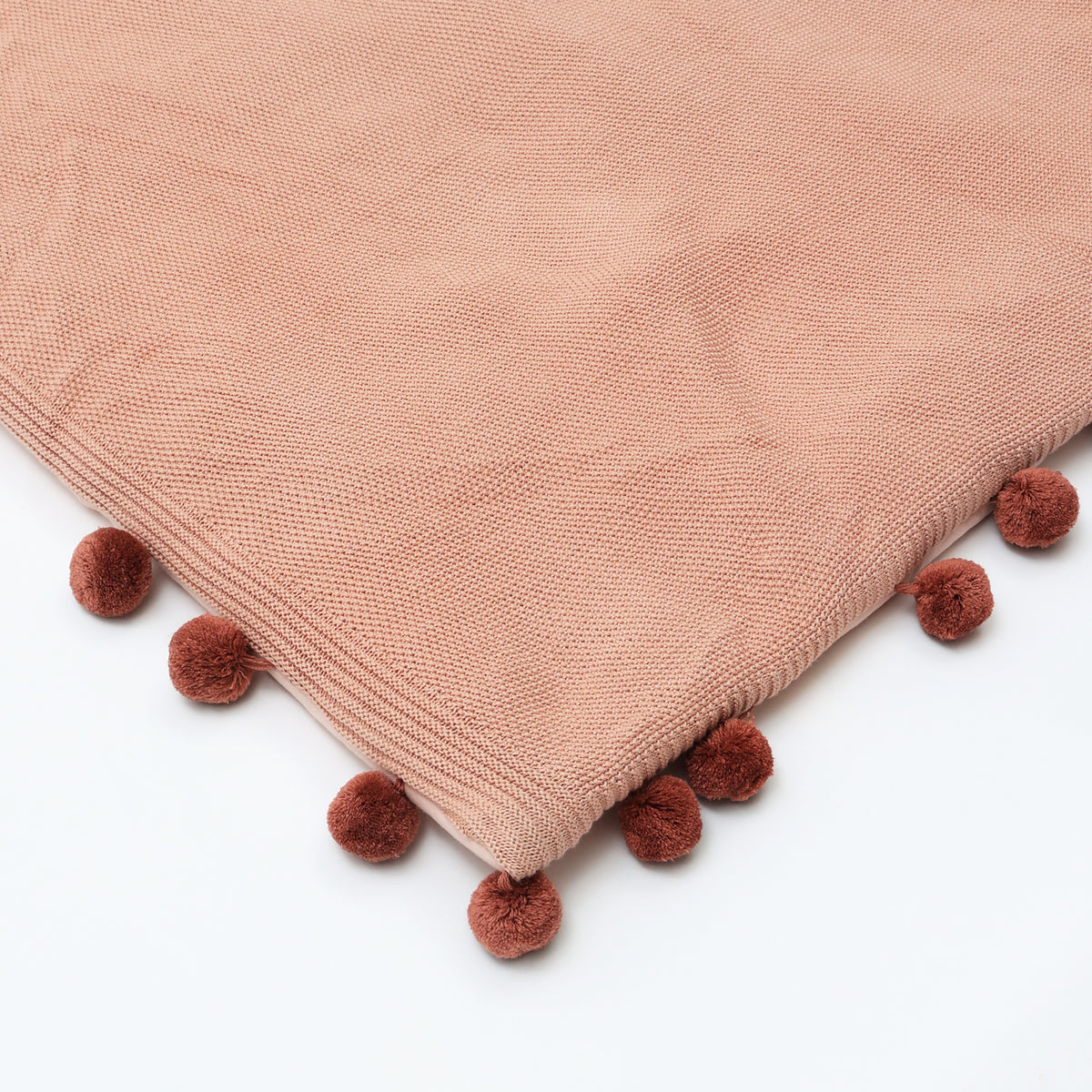Cotton Knitted Playmat with Pom Pom (Dusty Pink)
