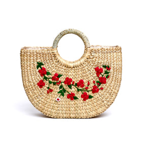 Turvi Straw Handmade Embroidered U Bag