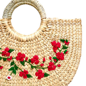 Turvi Straw Handmade Embroidered U Bag