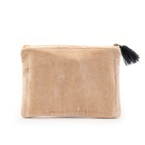 Embroidered Makeup Pouch-Cream Snake