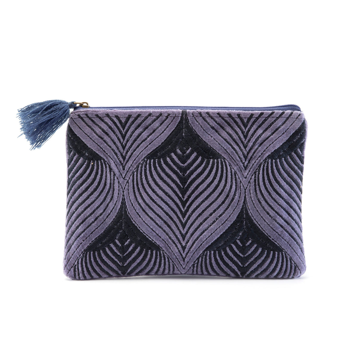 Embroidered Makeup Pouch-Purple Waves