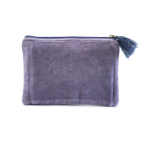 Embroidered Makeup Pouch-Purple Waves