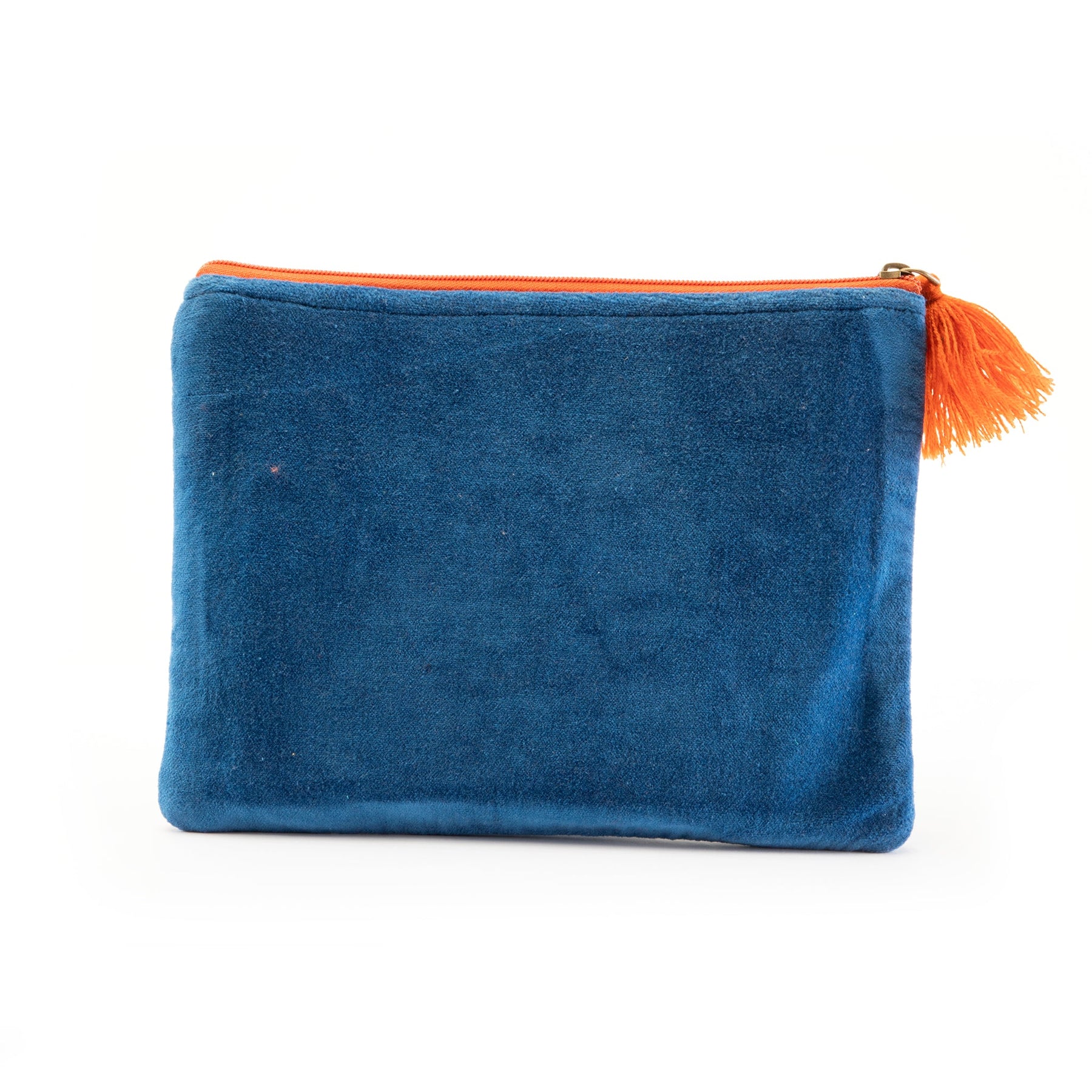 Embroidered Makeup Pouch-Royal Blue Chinoisserie
