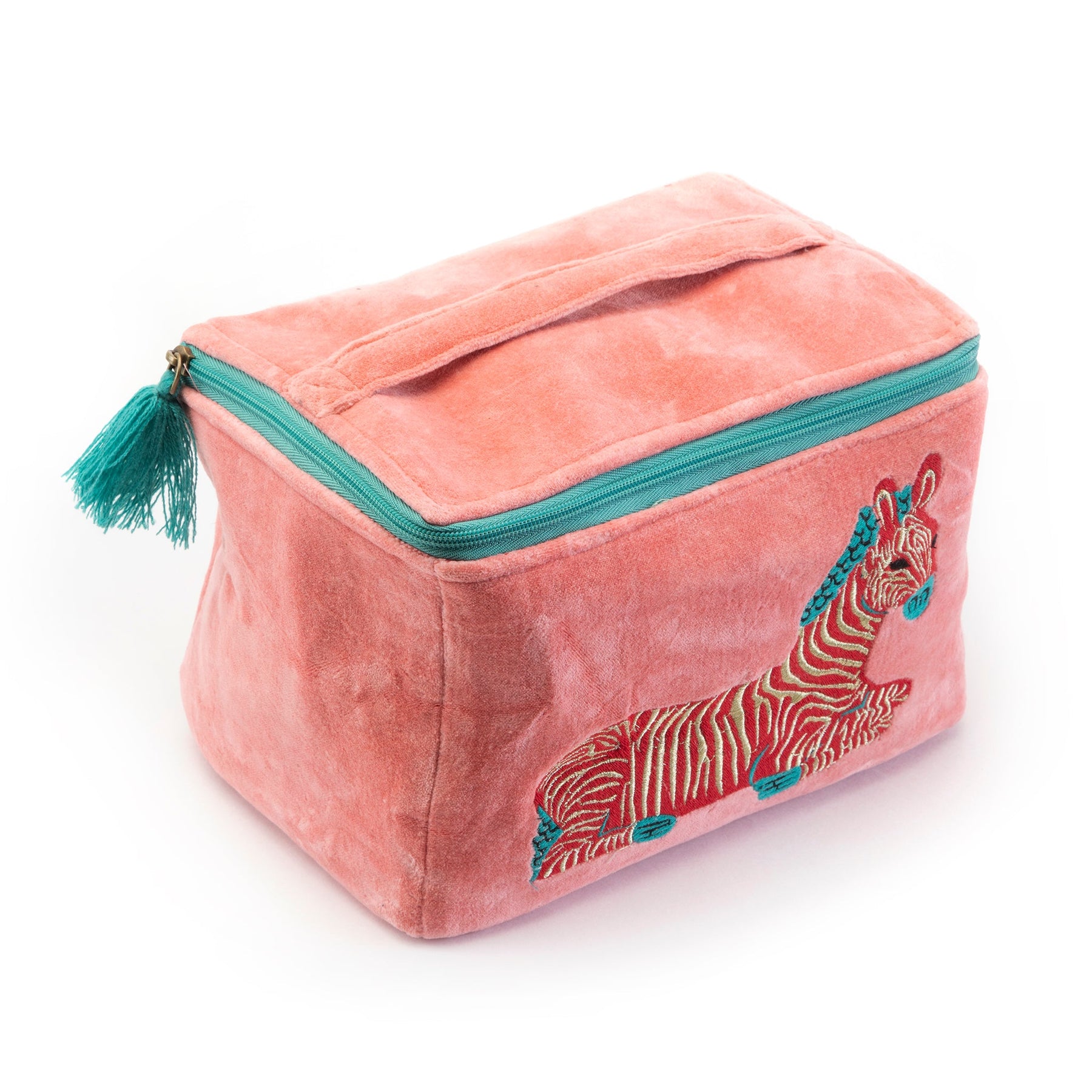 Embroidered Cosmetic Bag-Pink Zebra