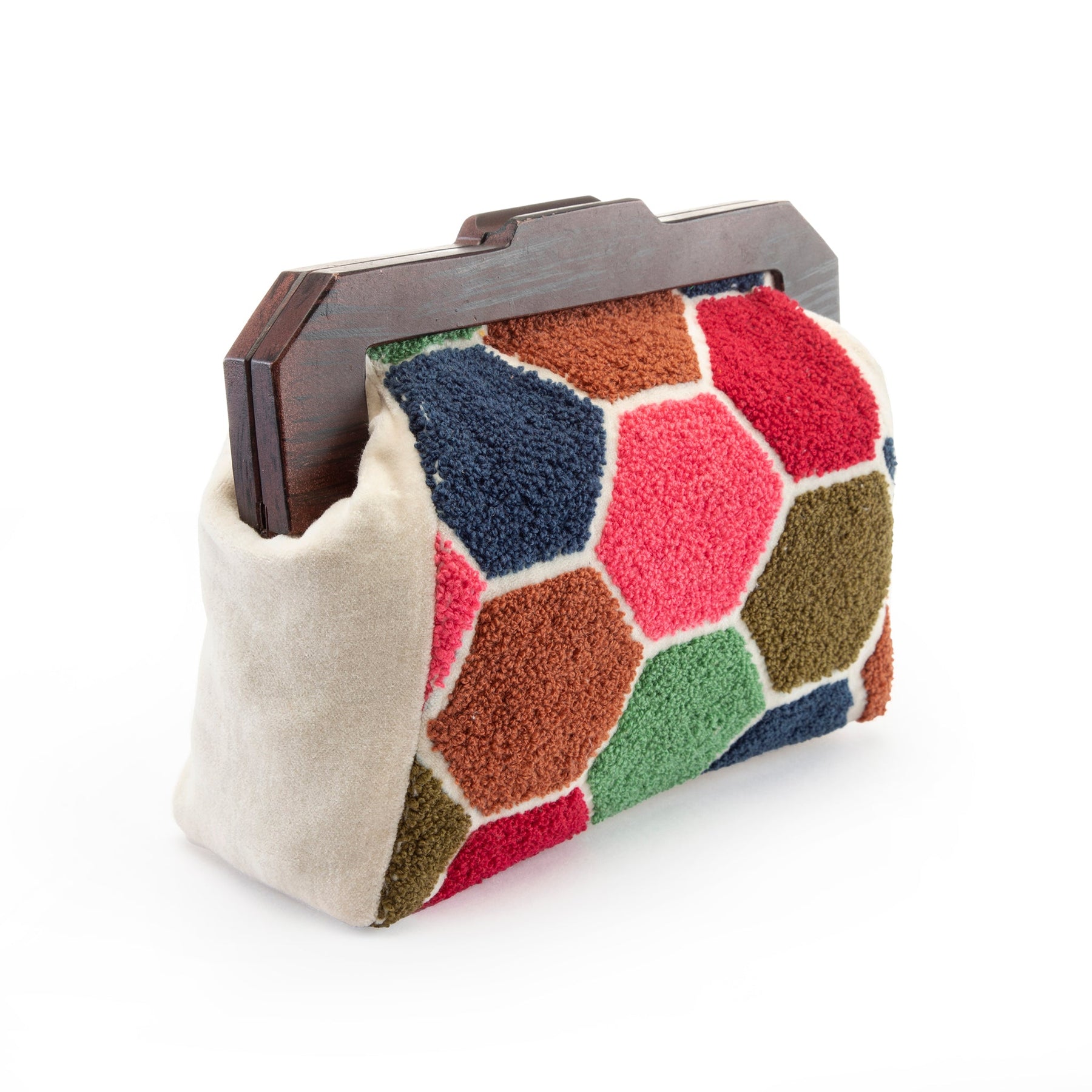 Embroidered Clutch-Multi Hexagon