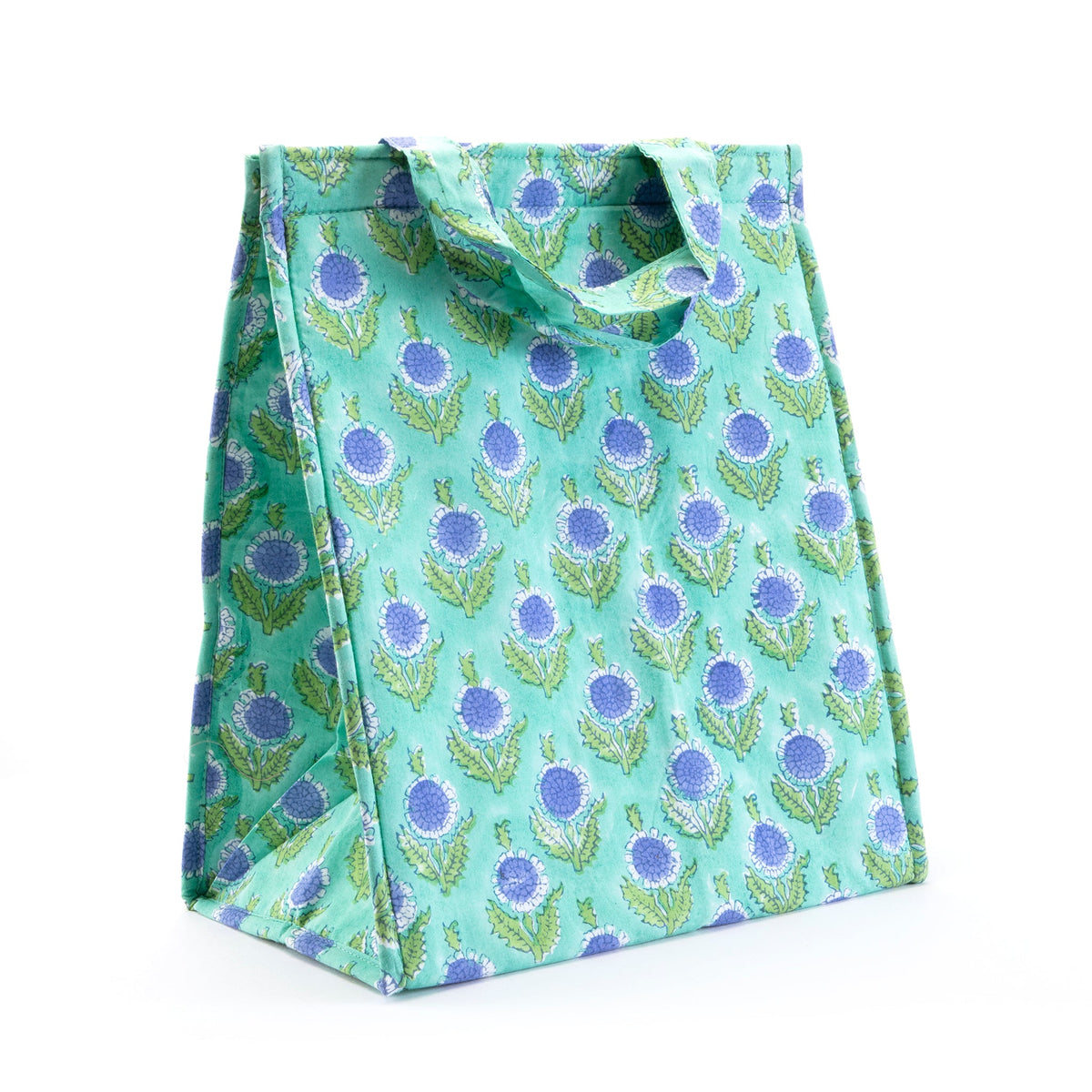 Handblocked Insulated Lunch Tote Green