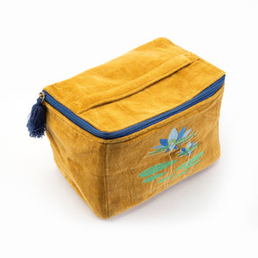 Embroidered Cosmetic Bag-Yellow Lotus