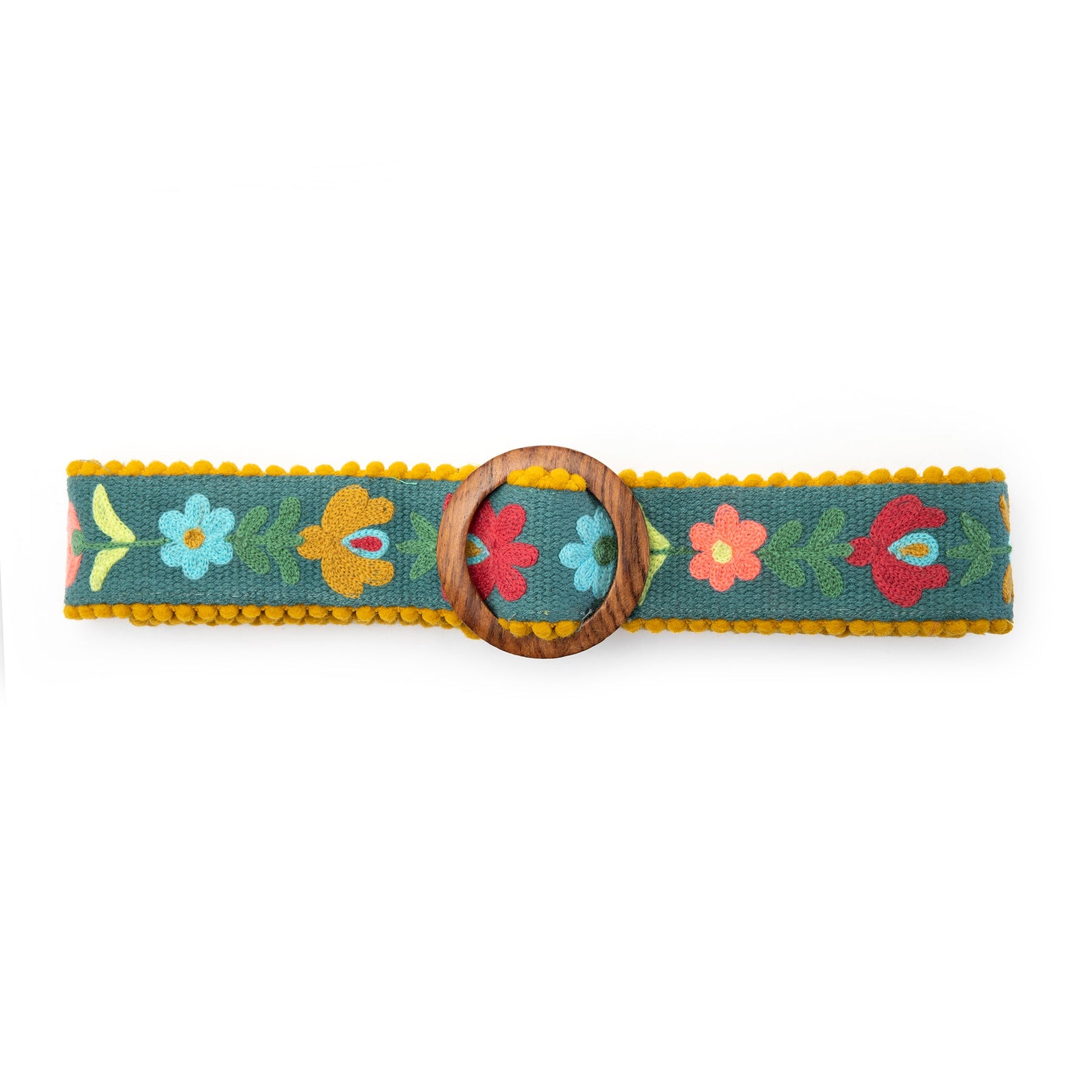 Embroidered Cotton Belt-Bright Floral