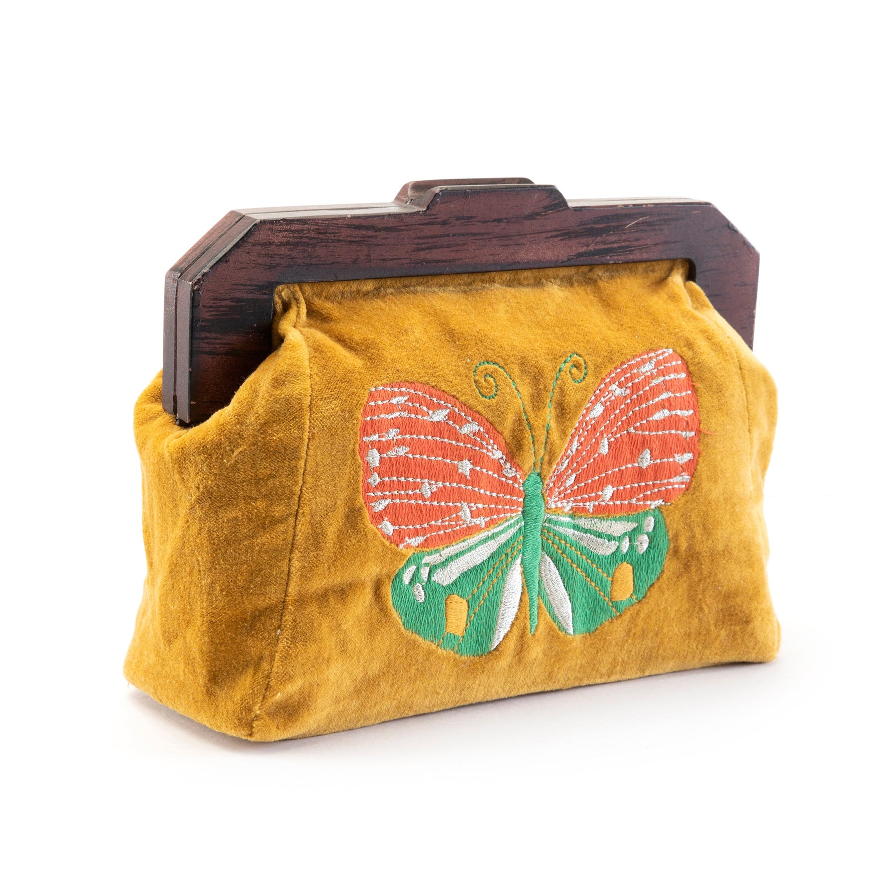Embroidered Clutch-Yellow Butterfly