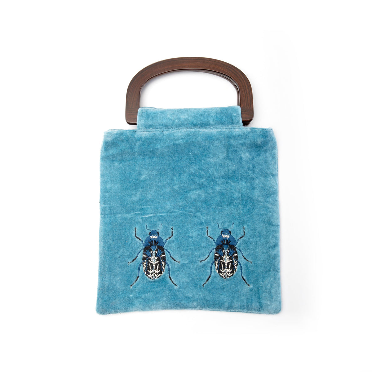Embroidered Blue Beetle Handbag