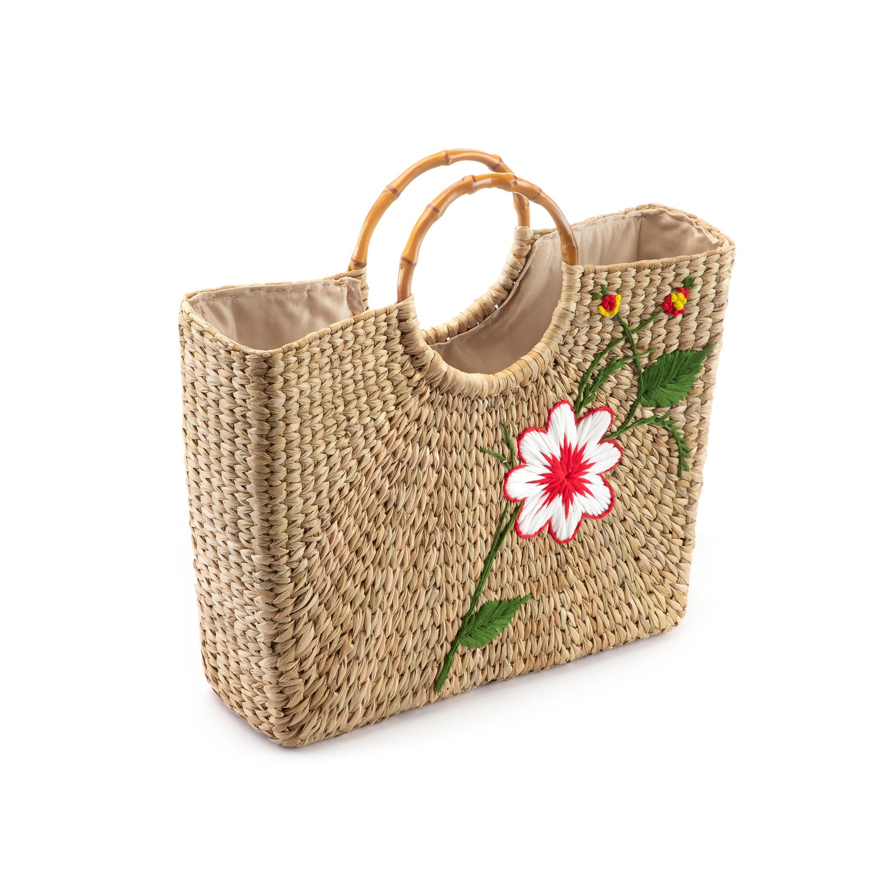 Uma Straw Handmade Embroidered Square Bag